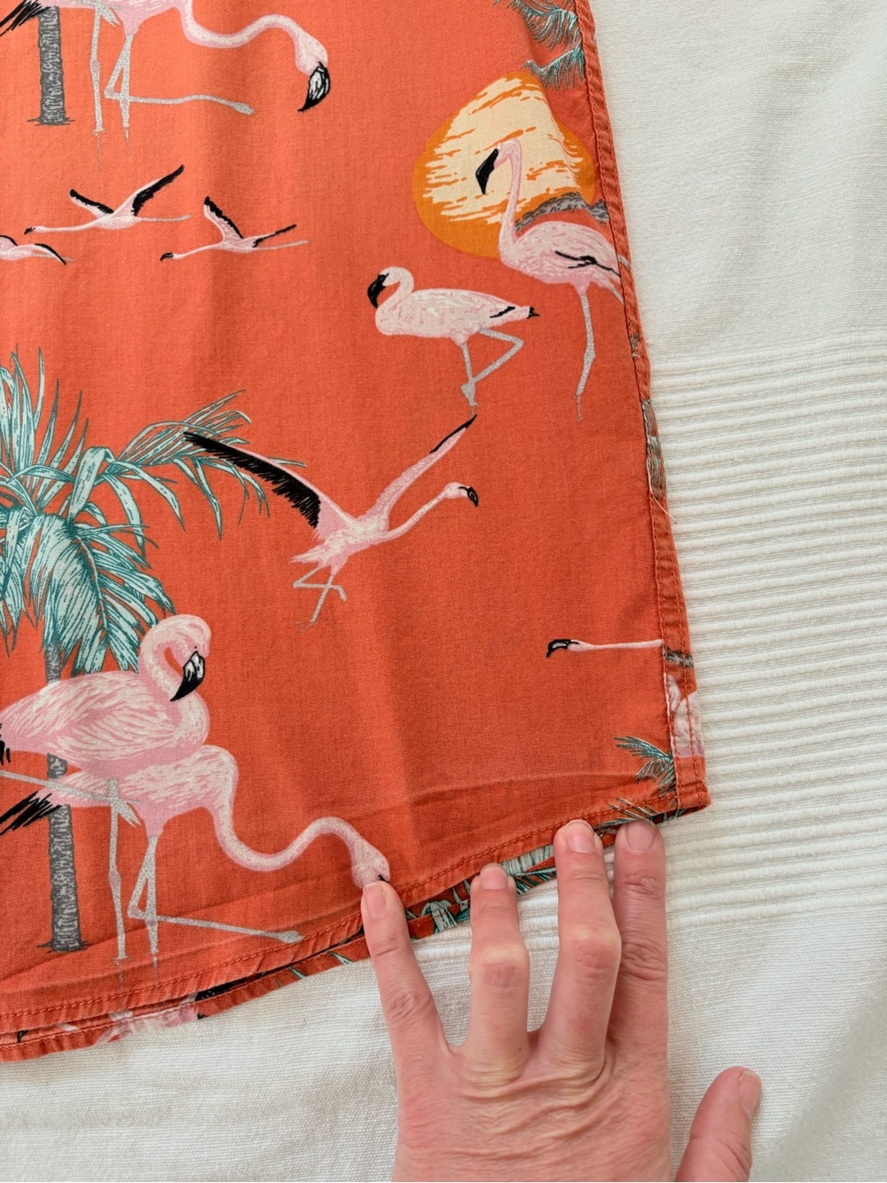 Men's Flamingo Print Short Sleeve Button Down Shirt - Picture 4 of 13